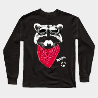 Raccoon Bandito in red scarf and goggles Long Sleeve T-Shirt